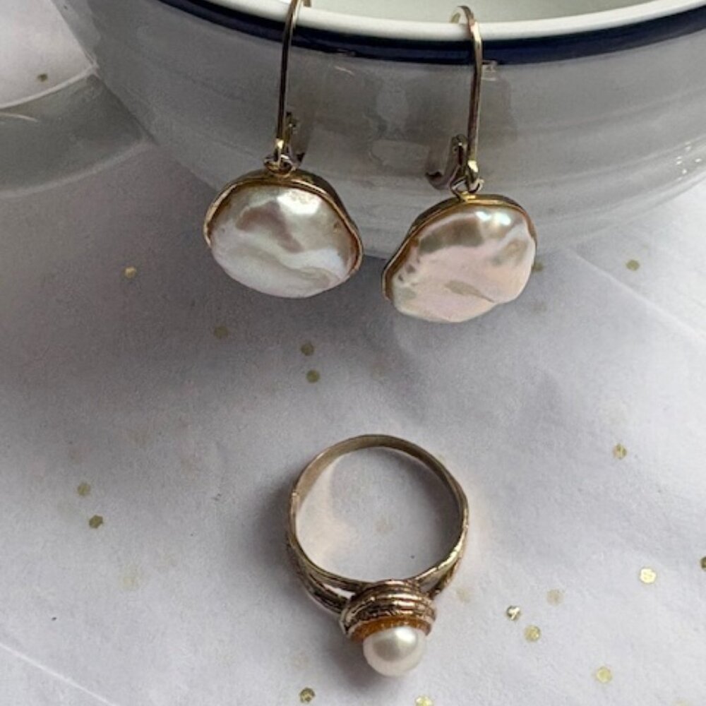Ross-Simons Pearl Ring AND Pearl Earring